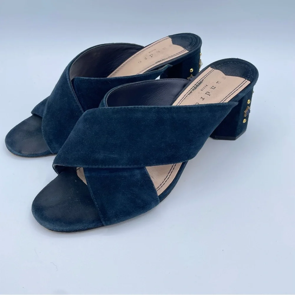 Sandro Star Studded Suede Sandals Shoes 40 Blue